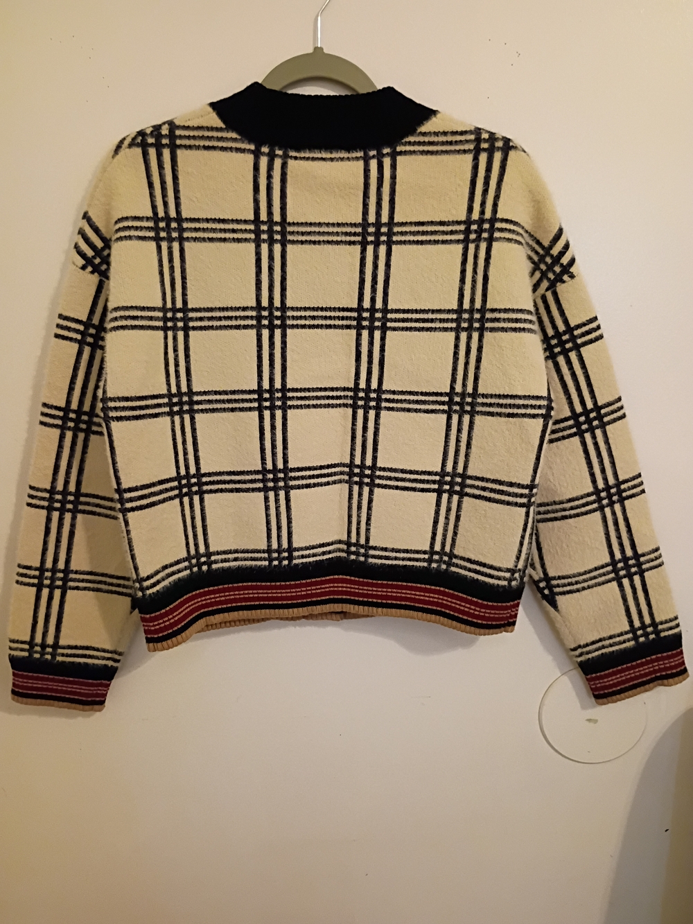 Mango Women's Black & Cream Knit Sweater Cardigan Sz S - Picture 2 of 5